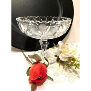 1920’s CRYSTAL COMPOTE, Lead crystal cut glass. AMERICAN BRILLIANT PERIOD GLASS
